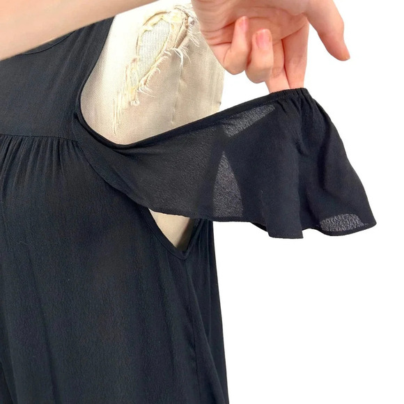 SUBOO Valley Frill‎ Cold-Shoulder Coverup Dress in Black Size US 4 - Picture 4 of 11